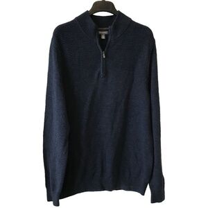 Van Heusen 1/4 Zip Knit Sweater Men’s Size Large Blue Mock Neck